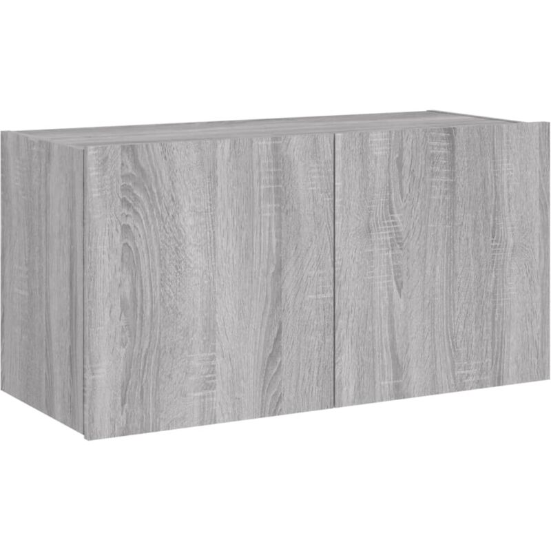 TV Wall Cabinet with LED Lights Grey Sonoma 80x35x41 cm vidaXL