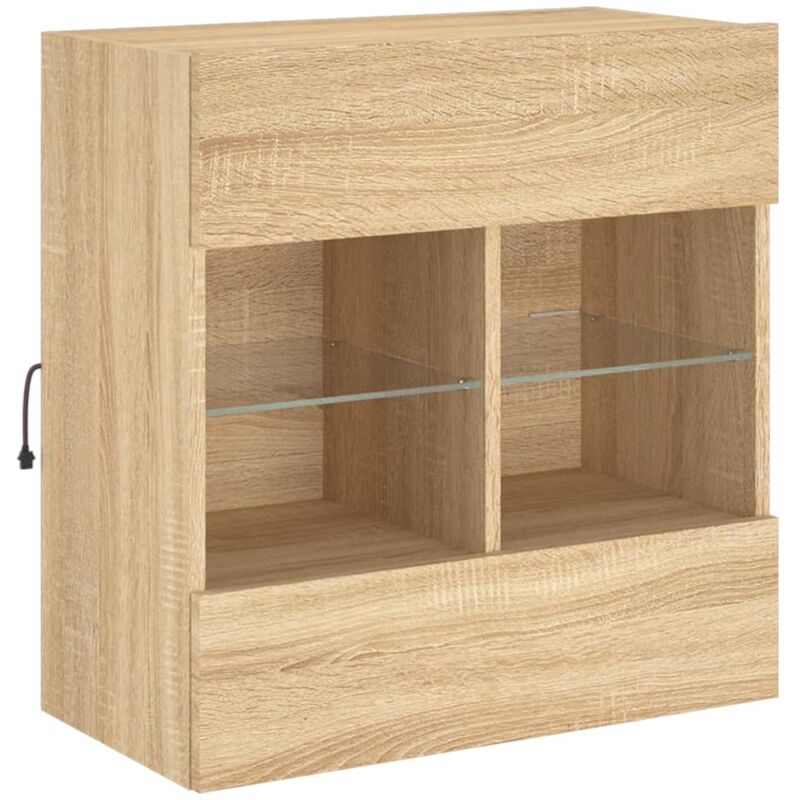 TV Wall Cabinet with LED Lights Sonoma Oak 58.5x30x60.5 cm vidaXL
