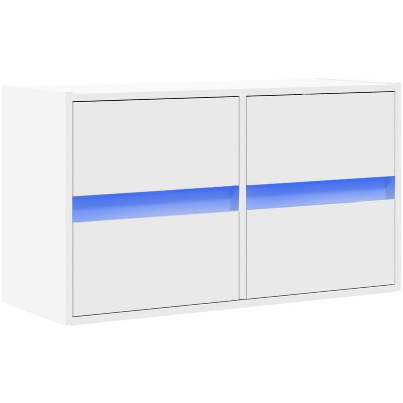TV Wall Cabinet with LED Lights White 80x31x45 cm vidaXL