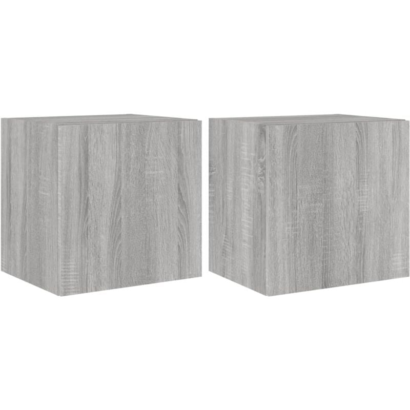 TV Wall Cabinets with LED Lights 2 pcs Grey Sonoma 40.5x35x40 cm vidaXL