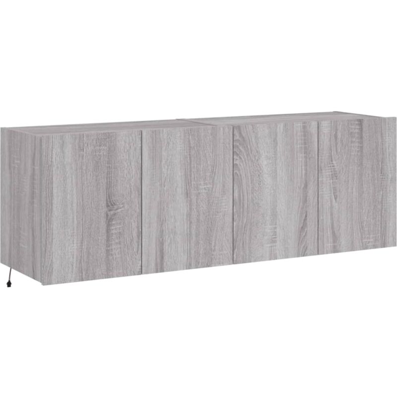 TV Wall Cabinets with LED Lights 2 pcs Grey Sonoma 60x35x41 cm vidaXL