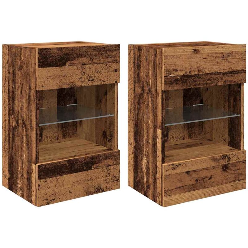 TV Wall Cabinets with LED Lights 2 pcs Old Wood 40x30x60,5 cm vidaXL