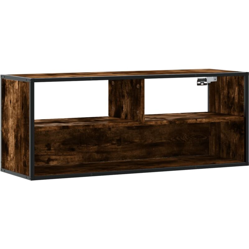 Tv Cabinet Smoked Oak 100x31x39.5 cm Engineered Wood and Metal Vidaxl