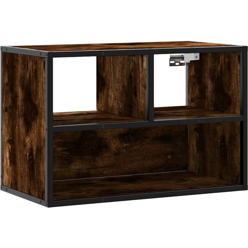 Tv Cabinet Smoked Oak 60x31x39.5 cm Engineered Wood and Metal Vidaxl