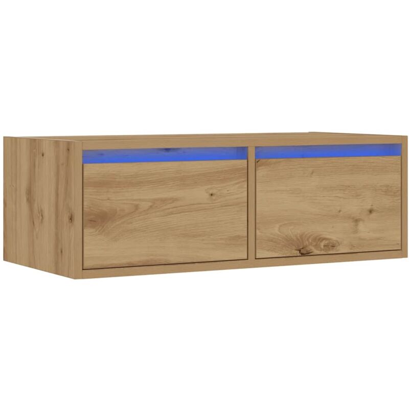 Tv Cabinet with led Lights Artisan Oak 75x35.5x25 cm Vidaxl