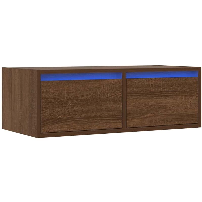 Tv Cabinet with led Lights Brown Oak 75x35.5x25 cm Vidaxl