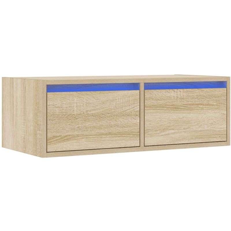 Tv Cabinet with led Lights Sonoma Oak 75x35.5x25 cm Vidaxl