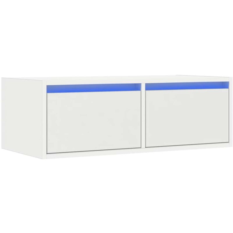 Tv Cabinet with led Lights White 75x35.5x25 cm Vidaxl