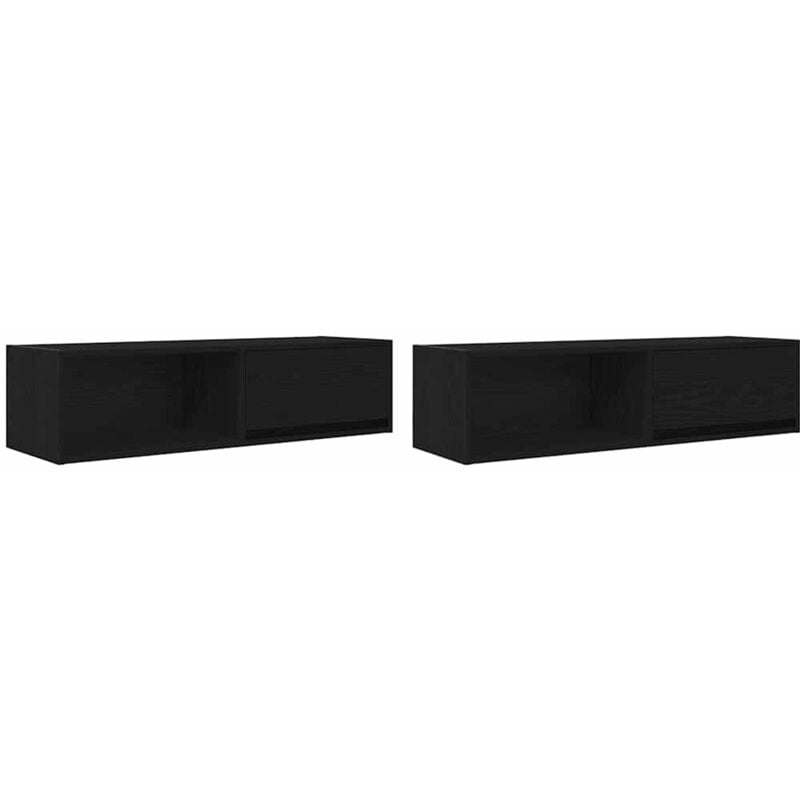 Tv Cabinets 2 pcs Black Oak 100x31x25.5 cm Engineered Wood Vidaxl