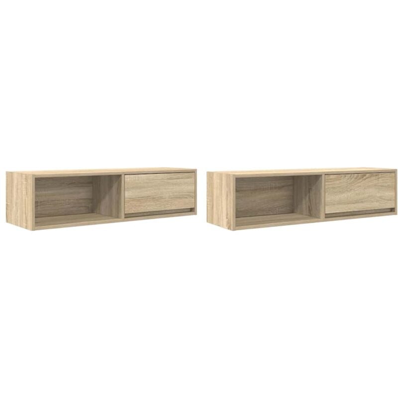 Tv Cabinets 2 pcs Sonoma Oak 100x31x25.5 cm Engineered Wood Vidaxl