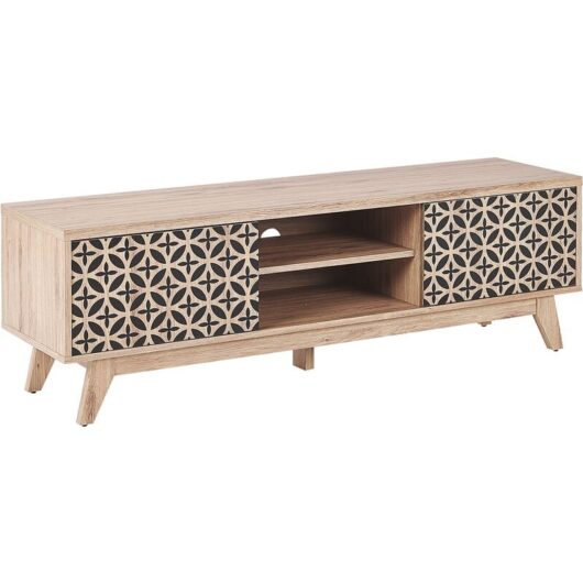 Tv Stand Entertainment Unit mdf Printed Door Living Room Light Wood Prescot