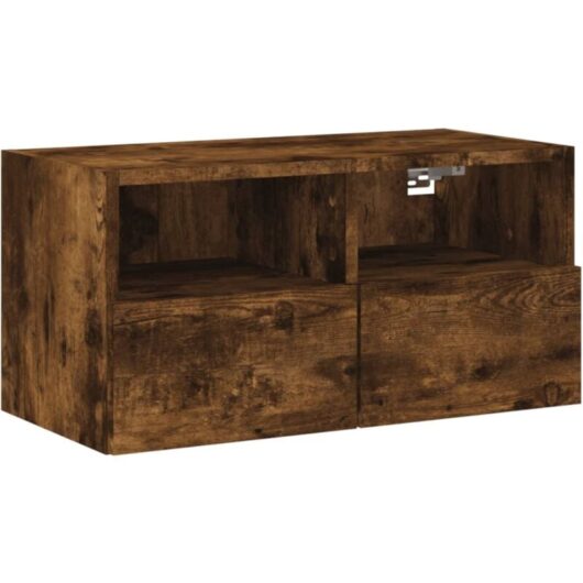 Tv Wall Cabinet Smoked Oak 60x30x30 cm Engineered Wood Vidaxl