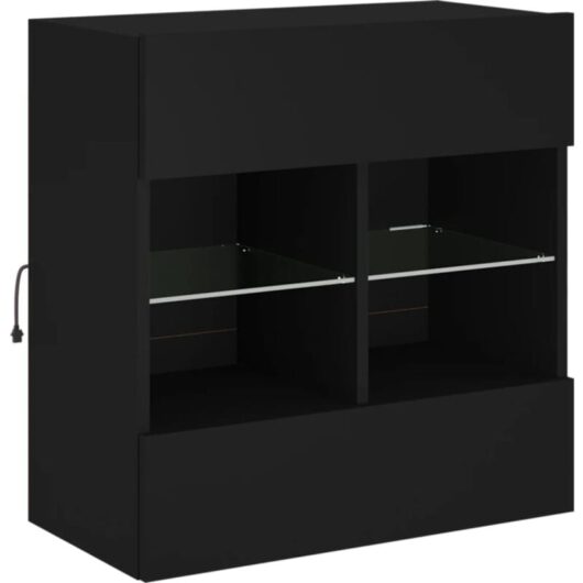 Tv Wall Cabinet with led Lights Black 58.5x30x60.5 cm Vidaxl