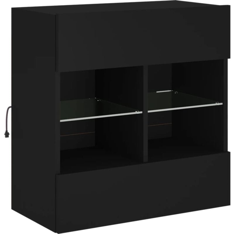 Tv Wall Cabinet with led Lights Black 58.5x30x60.5 cm Vidaxl