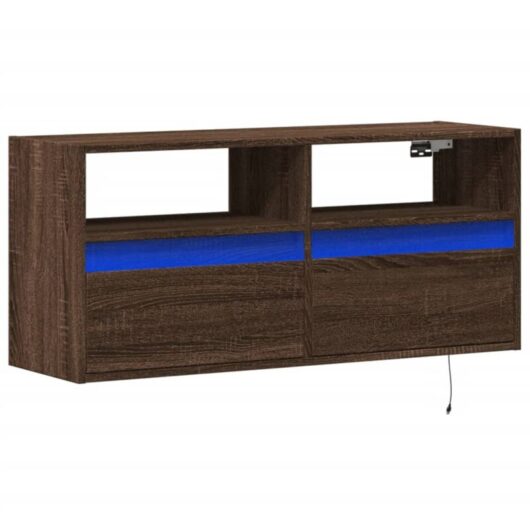 Tv Wall Cabinet with led Lights Brown Oak 100x31x45 cm Vidaxl