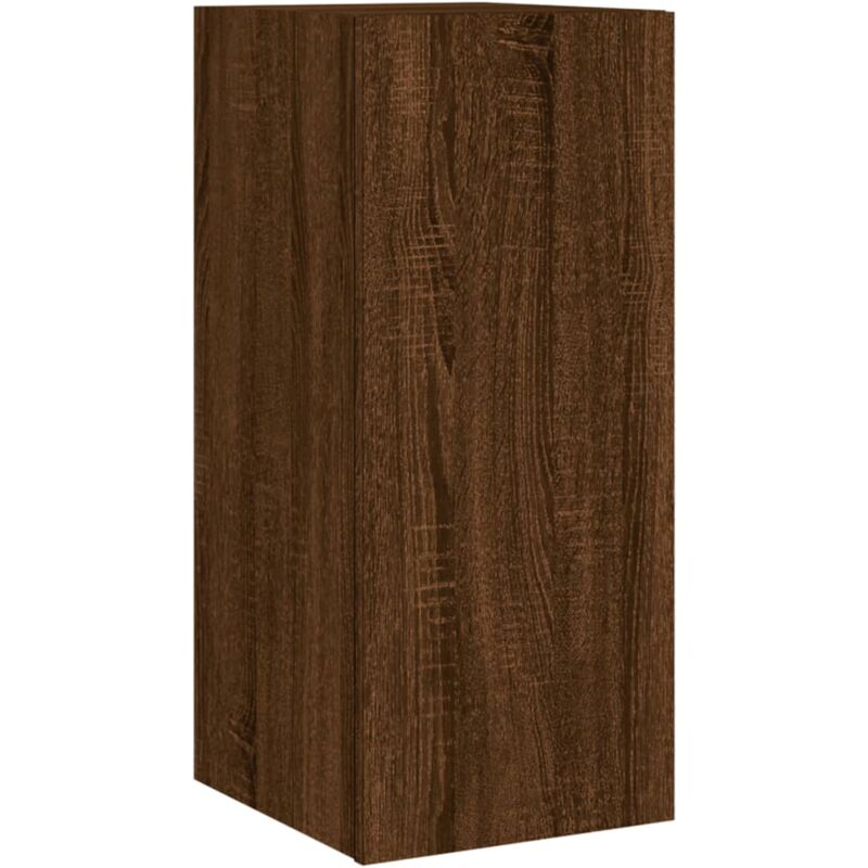 Tv Wall Cabinet with led Lights Brown Oak 30.5x35x70 cm Vidaxl