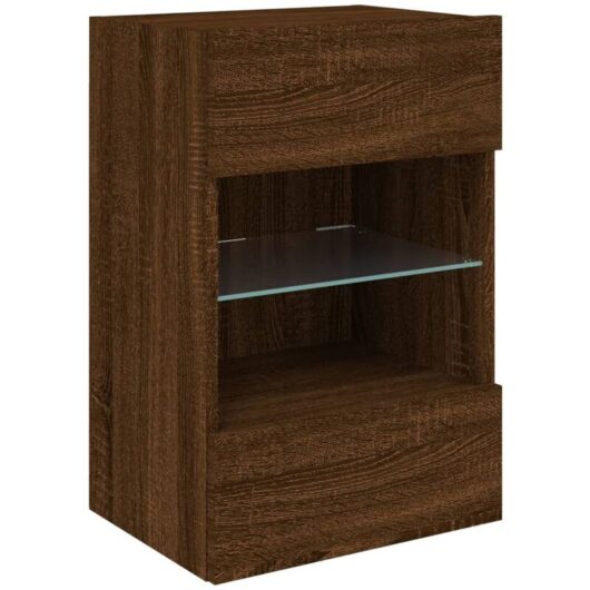 Tv Wall Cabinet with led Lights Brown Oak 40x30x60.5 cm Vidaxl