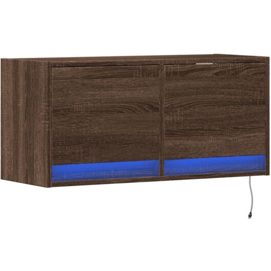 Tv Wall Cabinet with led Lights Brown Oak 80x31x35 cm Vidaxl