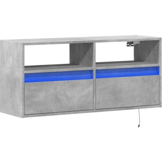 Tv Wall Cabinet with led Lights Concrete Grey 100x31x45 cm Vidaxl