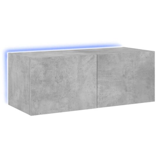 Tv Wall Cabinet with led Lights Concrete Grey 80x35x31 cm Vidaxl