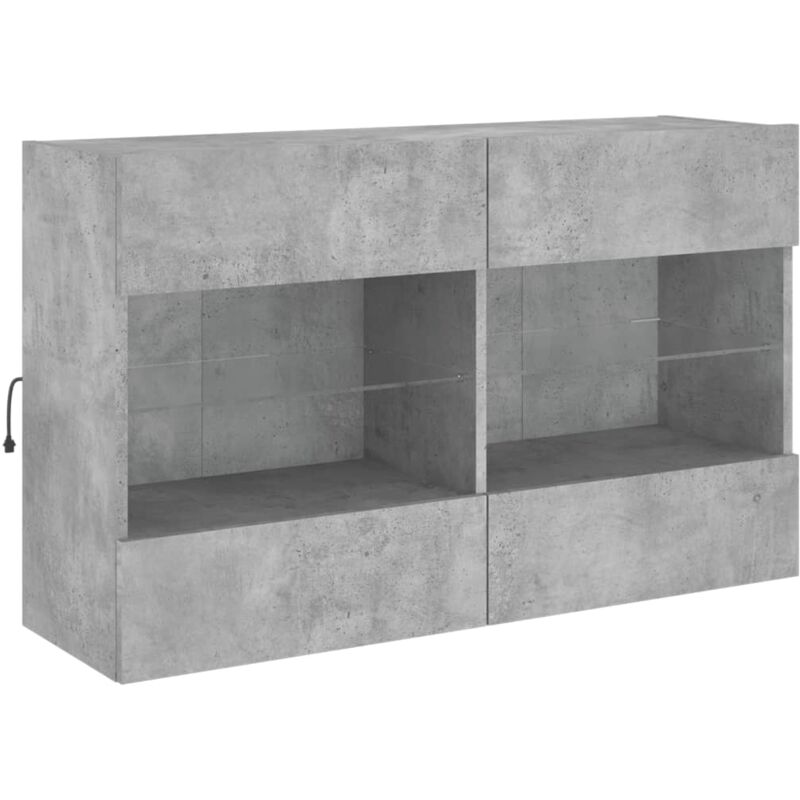 Tv Wall Cabinet with led Lights Concrete Grey 98.5x30x60.5 cm Vidaxl