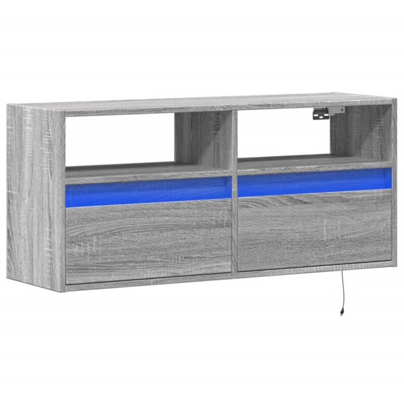 Tv Wall Cabinet with led Lights Grey Sonoma 100x31x45 cm Vidaxl