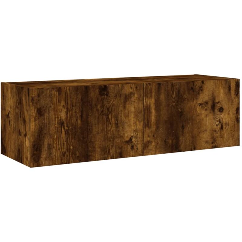 Tv Wall Cabinet with led Lights Smoked Oak 100x35x31 cm Vidaxl