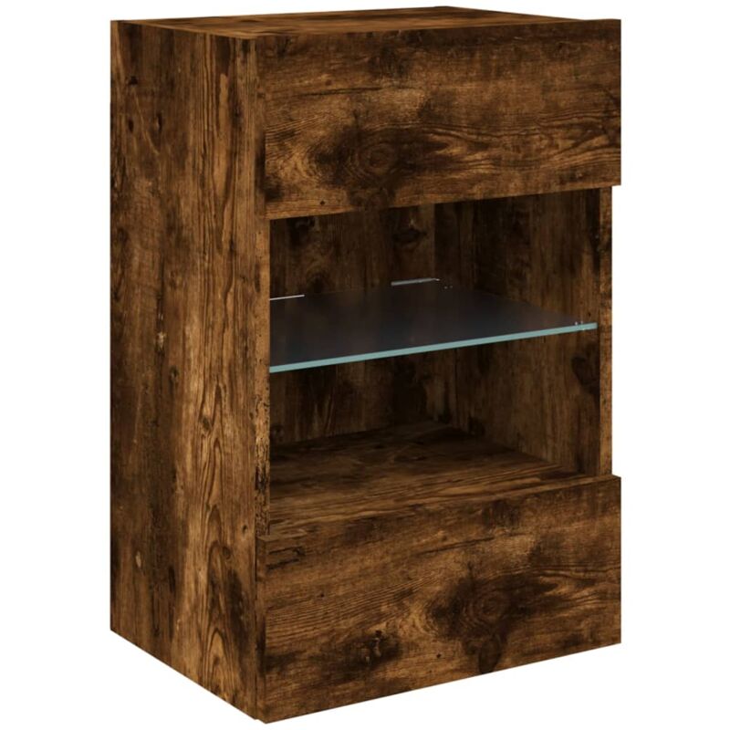 Tv Wall Cabinet with led Lights Smoked Oak 40x30x60.5 cm Vidaxl