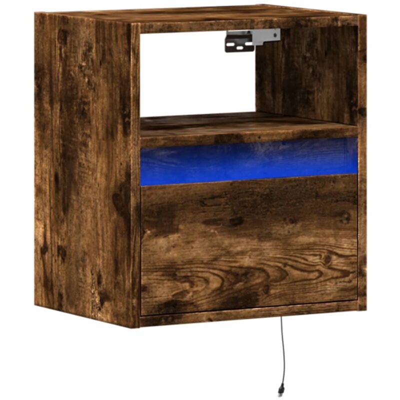 Tv Wall Cabinet with led Lights Smoked Oak 41x31x45 cm Vidaxl