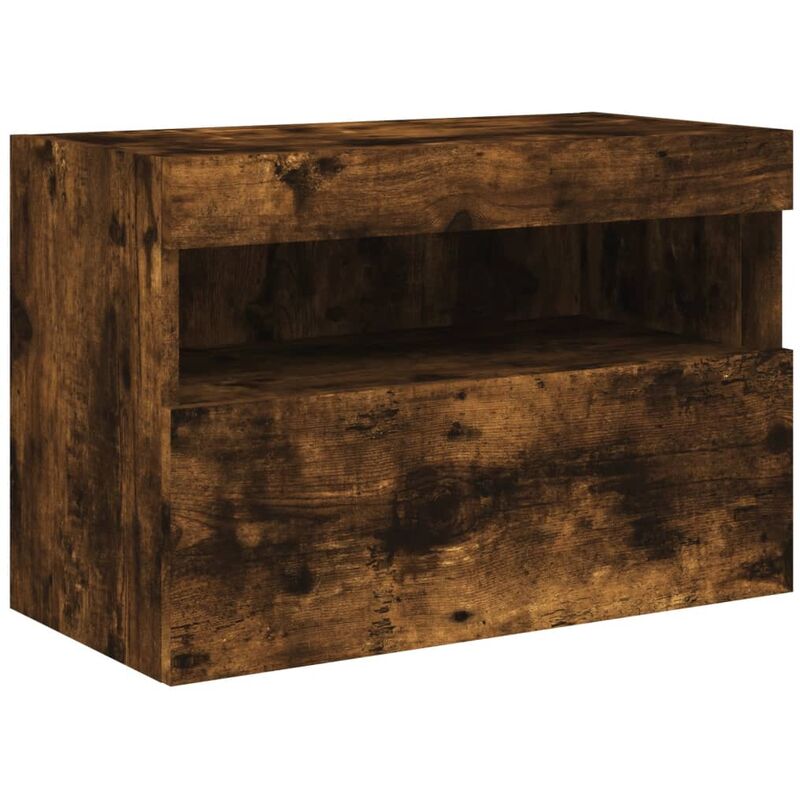 Tv Wall Cabinet with led Lights Smoked Oak 60x30x40 cm Vidaxl