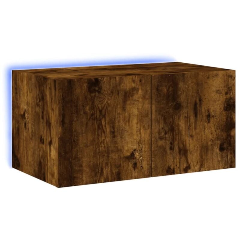 Tv Wall Cabinet with led Lights Smoked Oak 60x35x31 cm Vidaxl