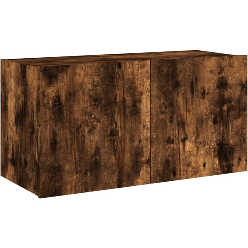 Tv Wall Cabinet with led Lights Smoked Oak 80x35x41 cm Vidaxl