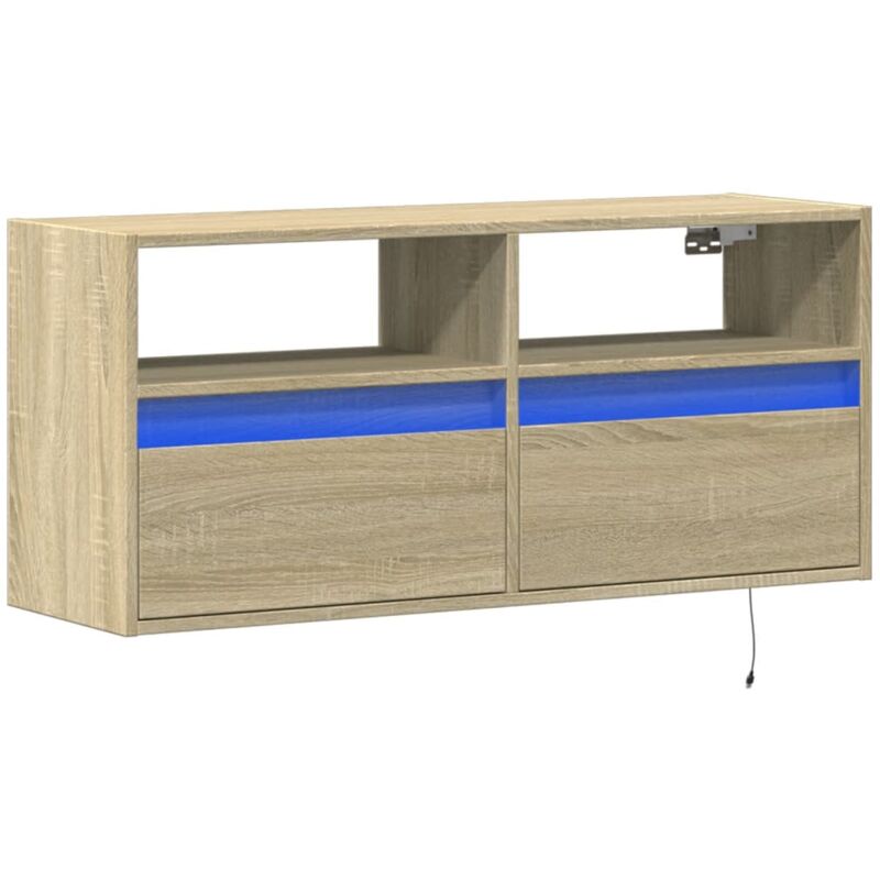 Tv Wall Cabinet with led Lights Sonoma Oak 100x31x45 cm Vidaxl