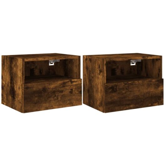 Tv Wall Cabinets 2 pcs Smoked Oak 40x30x30 cm Engineered Wood Vidaxl