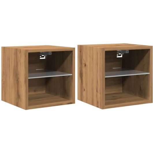 Tv Wall Cabinets with led Lights 2 pcs Artisan Oak 30x28.5x30 cm Vidaxl