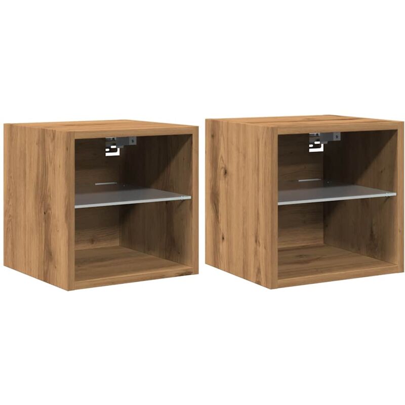 Tv Wall Cabinets with led Lights 2 pcs Artisan Oak 30x28.5x30 cm Vidaxl