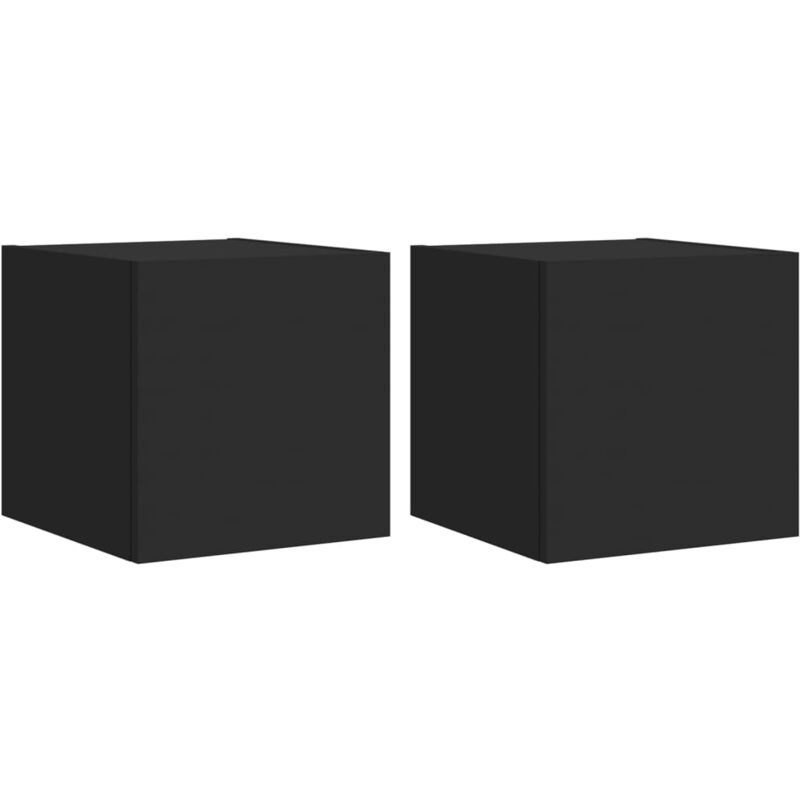 Tv Wall Cabinets with led Lights 2 pcs Black 30.5x35x30 cm Vidaxl