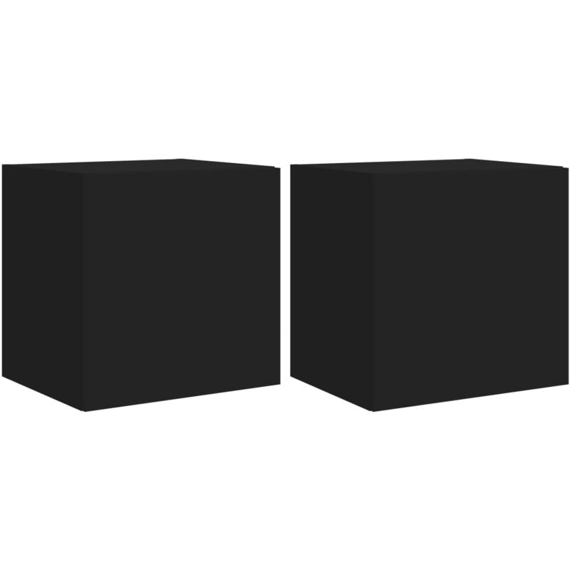 Tv Wall Cabinets with led Lights 2 pcs Black 40.5x35x40 cm Vidaxl
