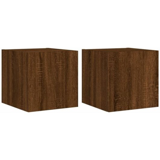 Tv Wall Cabinets with led Lights 2 pcs Brown Oak 30.5x35x30 cm Vidaxl