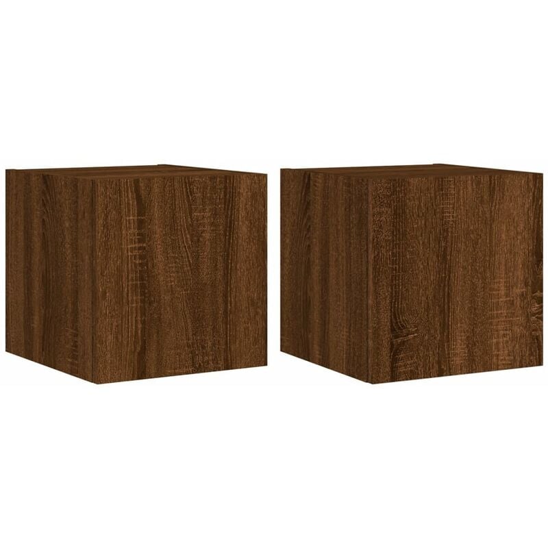 Tv Wall Cabinets with led Lights 2 pcs Brown Oak 30.5x35x30 cm Vidaxl