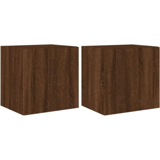 Tv Wall Cabinets with led Lights 2 pcs Brown Oak 40.5x35x40 cm Vidaxl