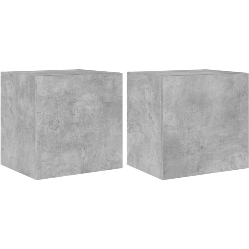 Tv Wall Cabinets with led Lights 2 pcs Concrete Grey 40.5x35x40 cm Vidaxl