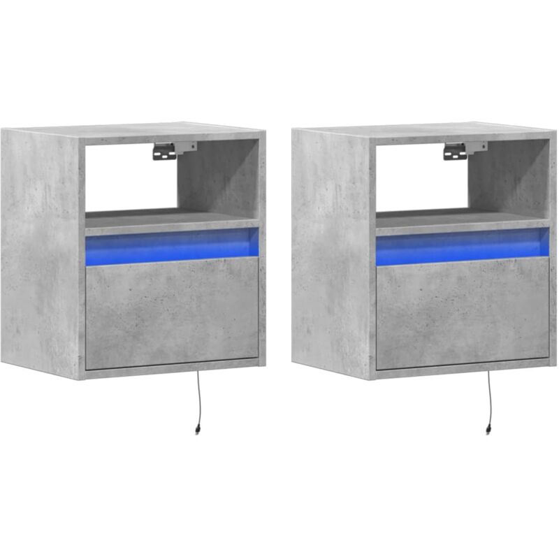 Tv Wall Cabinets with led Lights 2 pcs Concrete Grey 41x31x45 cm Vidaxl