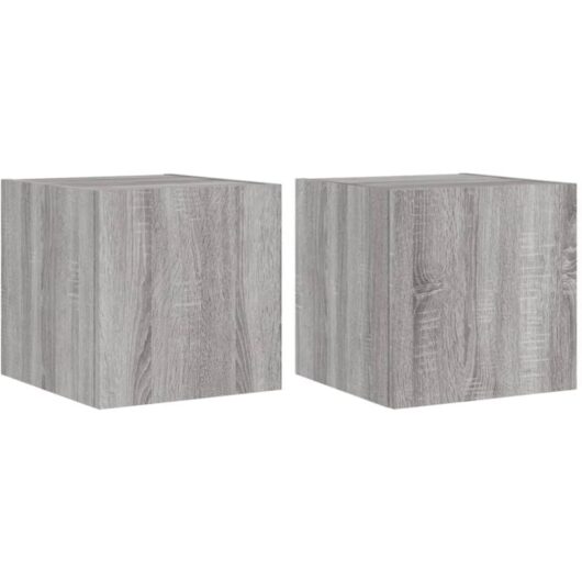 Tv Wall Cabinets with led Lights 2 pcs Grey Sonoma 30.5x35x30 cm Vidaxl