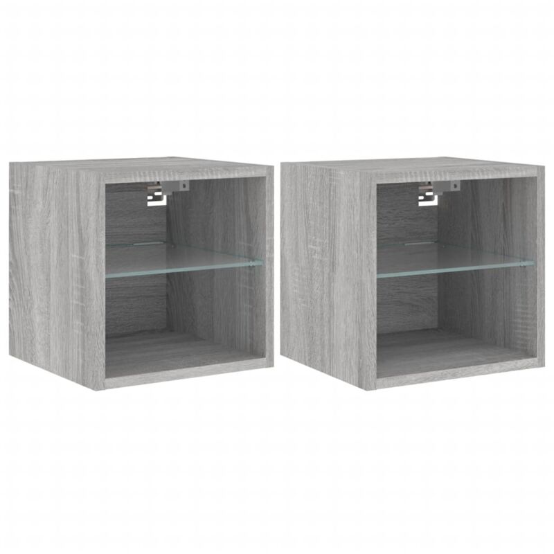 Tv Wall Cabinets with led Lights 2 pcs Grey Sonoma 30x28.5x30 cm Vidaxl