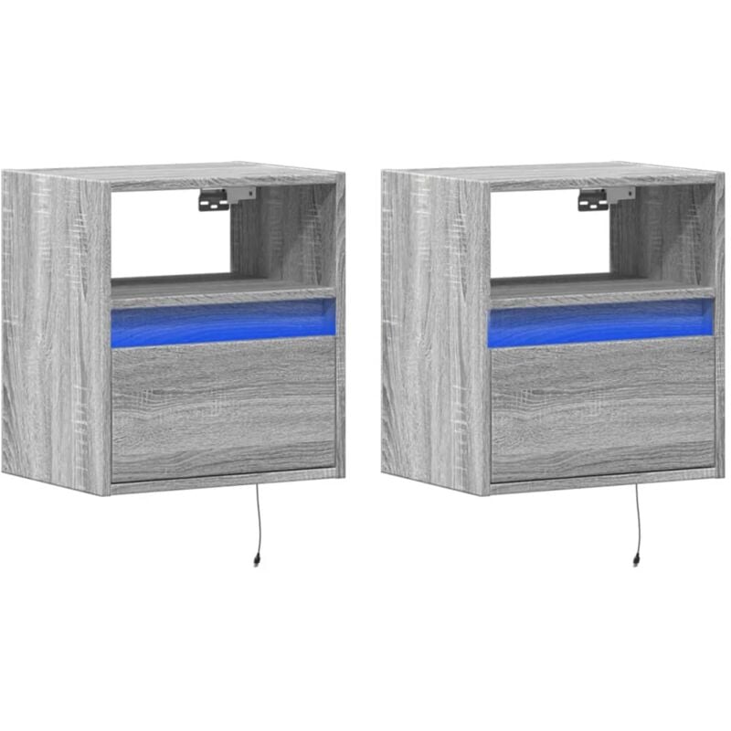 Tv Wall Cabinets with led Lights 2 pcs Grey Sonoma 41x31x45 cm Vidaxl