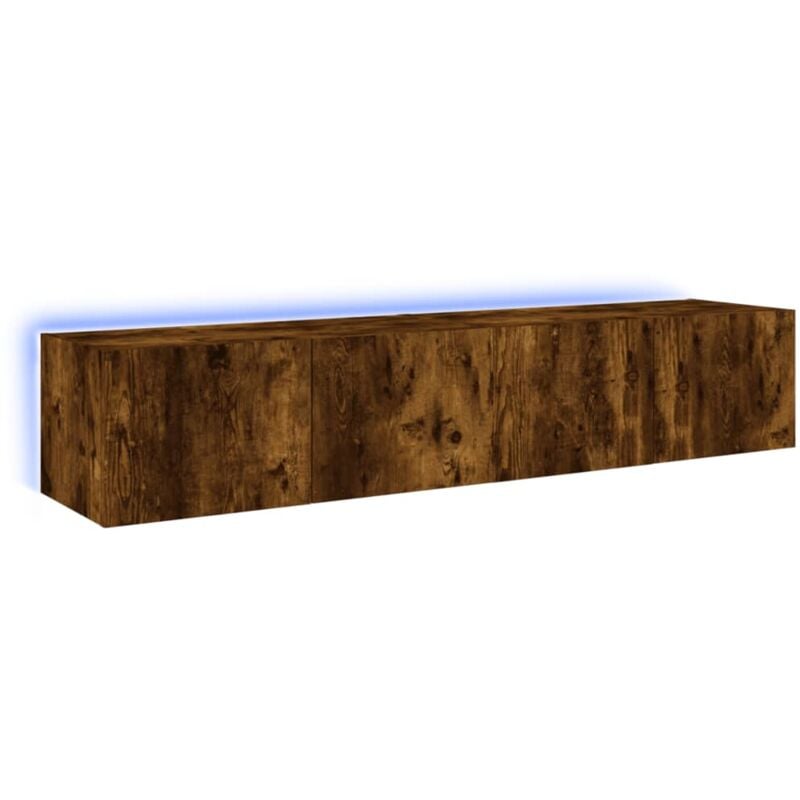 Tv Wall Cabinets with led Lights 2 pcs Smoked Oak 80x35x31 cm Vidaxl