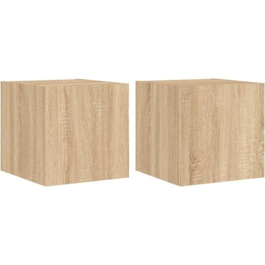 Tv Wall Cabinets with led Lights 2 pcs Sonoma Oak 30.5x35x30 cm Vidaxl