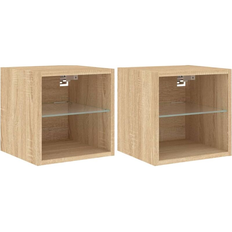 Tv Wall Cabinets with led Lights 2 pcs Sonoma Oak 30x28.5x30 cm Vidaxl