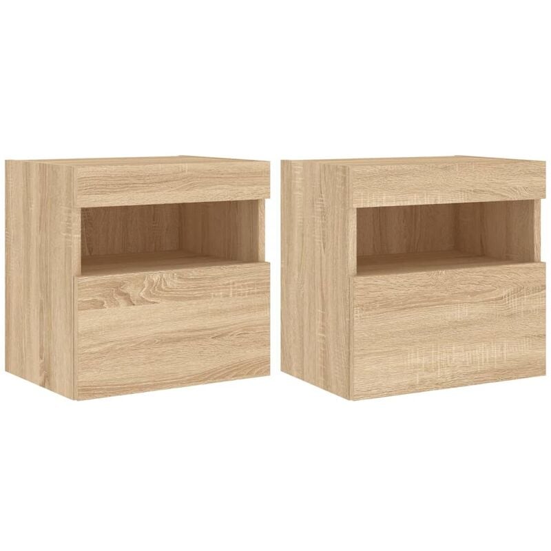 Tv Wall Cabinets with led Lights 2 pcs Sonoma Oak 40x30x40 cm Vidaxl